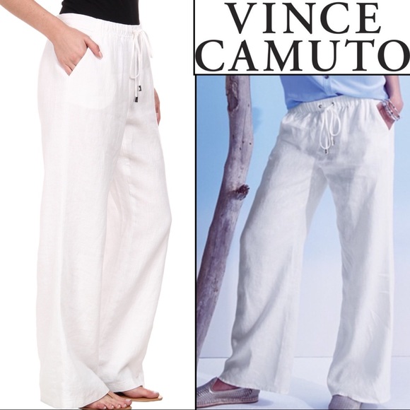 Wide leg drawstring linen pants Clearance